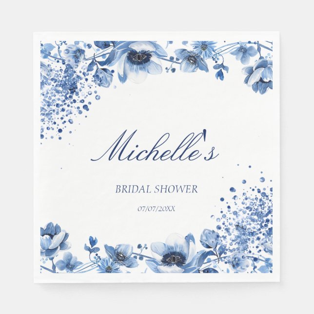 Servilleta De Papel Chinoiserie asiática Floral azul claro Bridgerton (Anverso)