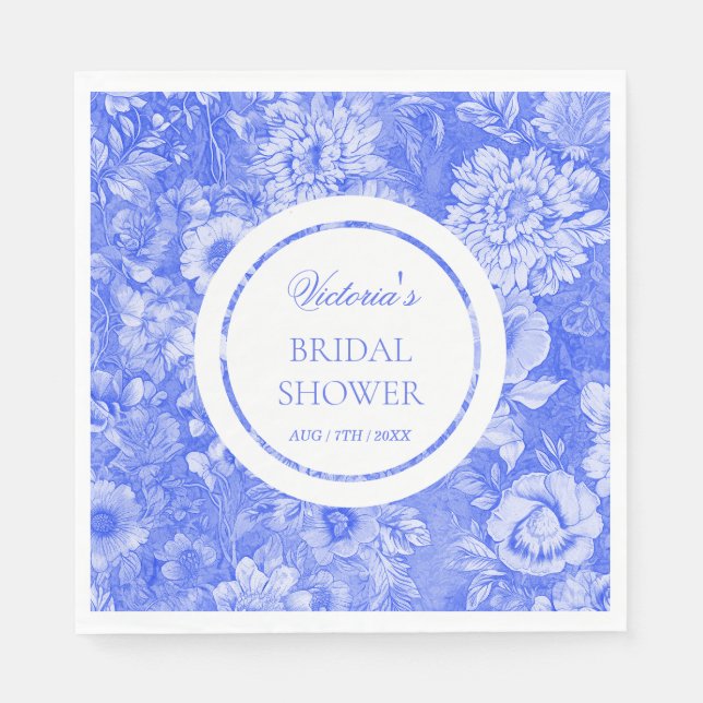 Servilleta De Papel Chinoiserie Azul Blanco Regalo de Boda  (Anverso)
