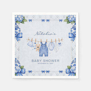 Servilleta De Papel Chinoiserie Azul Jean Denim lazo Baby Shower
