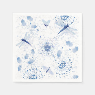 Servilleta De Papel Chinoiserie Azul Libélula Floral