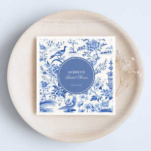 Servilleta De Papel Chinoiserie azul vintage para despedida de soltera