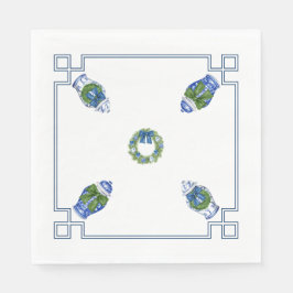 Servilleta De Papel Chinoiserie Azul y Blanco Navidad