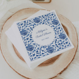 Servilleta De Papel Chinoiserie Azul y Blanco Regadera de Boda Floral