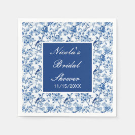 Servilleta De Papel Chinoiserie Blue Birds and Flowers Bridal Shower