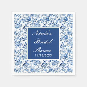 Servilleta De Papel Chinoiserie Blue Birds and Flowers Bridal Shower