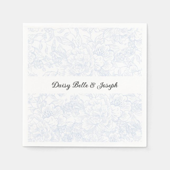 Servilleta De Papel Chinoiserie Blue Peony Wedding (Anverso)