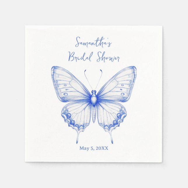Servilleta De Papel Chinoiserie Butterfly Bridal Shower (Anverso)