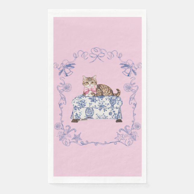 Servilleta De Papel Chinoiserie Cat Christmas Guest Napkin (Anverso)