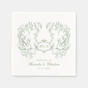 Servilleta De Papel Chinoiserie cisne Boda Pareja de Cisnes Vintage