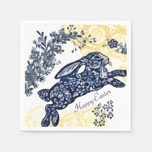 Servilleta De Papel Chinoiserie con el Conejo Amarillo Blanco Feliz Pa