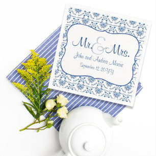 Servilleta De Papel Chinoiserie Delft Blue Pattern・Boda personalizada