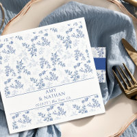 Chinoiserie Elegante Boda Floral Azul y Blanco