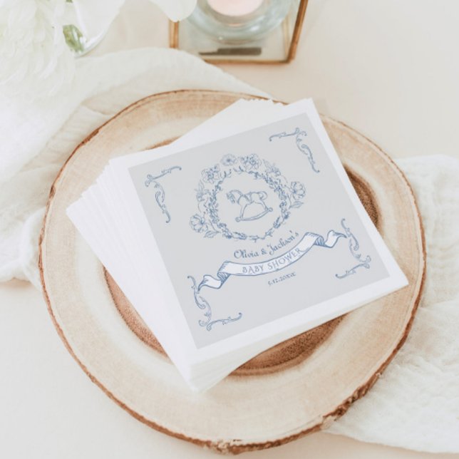 Servilleta De Papel Chinoiserie floral de época Toile Baby Ducha (Subido por el creador)