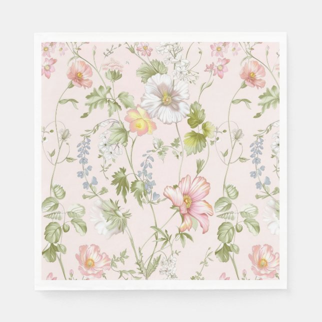 Servilleta De Papel Chinoiserie floral rosa (Anverso)