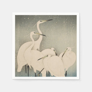 Servilleta De Papel Chinoiserie Garza Blanca Patrón de Nieve de Invier