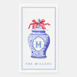 Servilleta De Papel Chinoiserie Ginger Jar Monograma | Bow Rojo