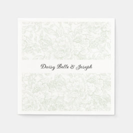 Servilleta De Papel Chinoiserie Green Sage Peony Boda