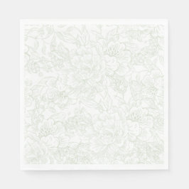 Servilleta De Papel Chinoiserie Green Sage Peony Boda