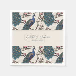 Servilleta De Papel Chinoiserie Marfil Pavo Real Moderno