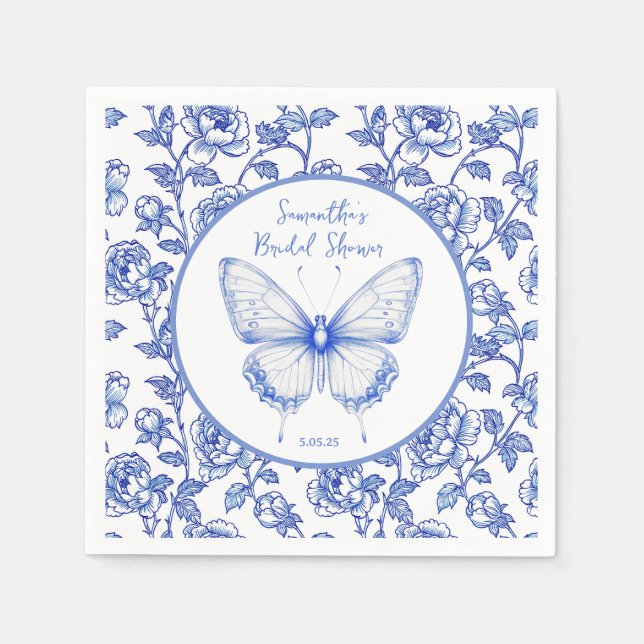 Servilleta De Papel Chinoiserie Mariposa Desayuno Nupcial (Anverso)