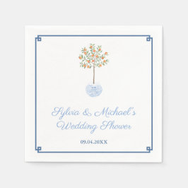 Servilleta De Papel Chinoiserie Moda Citrus Naranja Tree Bridal Shower