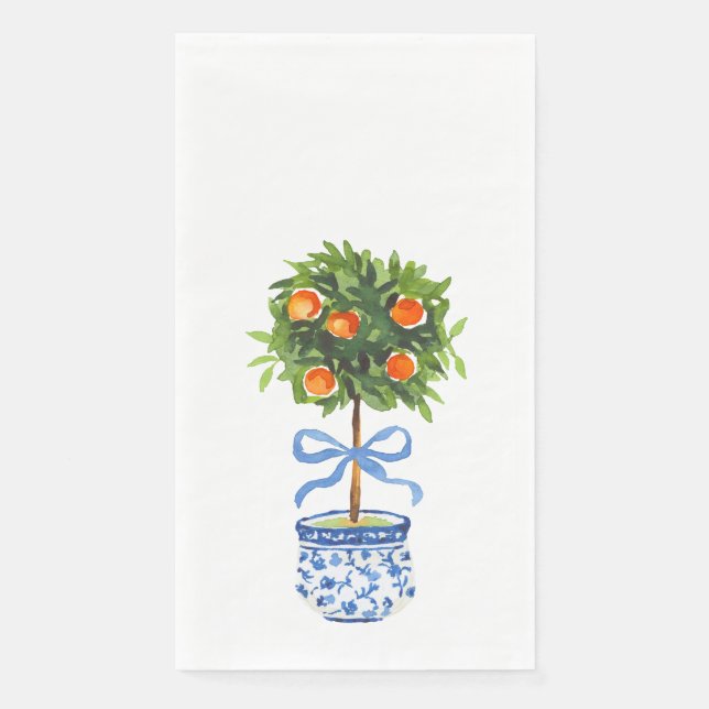 Servilleta De Papel Chinoiserie Naranja Citrus Topiary Napkins (Anverso)