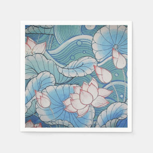 Servilleta De Papel Chinoiserie Pastel Oriental Floral rosa y azul