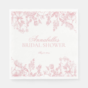 Servilleta De Papel Chinoiserie Rosa Tardío Floral Baño Nupcial
