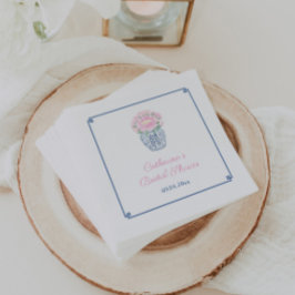 Servilleta De Papel Chinoiserie Rubor Pink Navy Peony Wedding Shower N