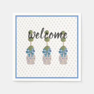 Servilleta De Papel Chinoiserie Topiary Blue White Ginger Jar Doormat