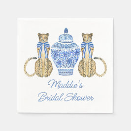 Servilleta De Papel Chinoiserie Watercolor Bow Cheetah Ginger Jar