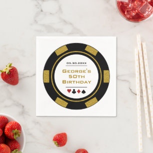 Servilleta De Papel Chip de Casino Vegas en Black Gold Birday