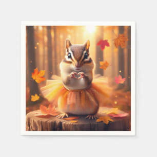 Servilleta De Papel Chipmunk otoñal con tutu y corazón