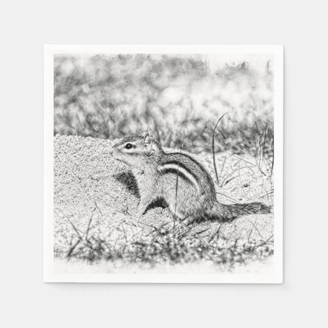 Servilleta De Papel Chipmunk Sketch (Anverso)