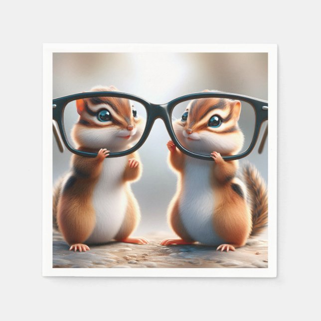 Servilleta De Papel Chipmunks con anteojos negros (Anverso)