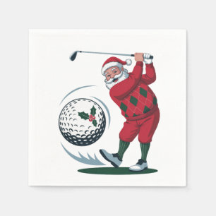 Servilleta De Papel Chirstmas Fantasy Golf Jugando a Santa Claus