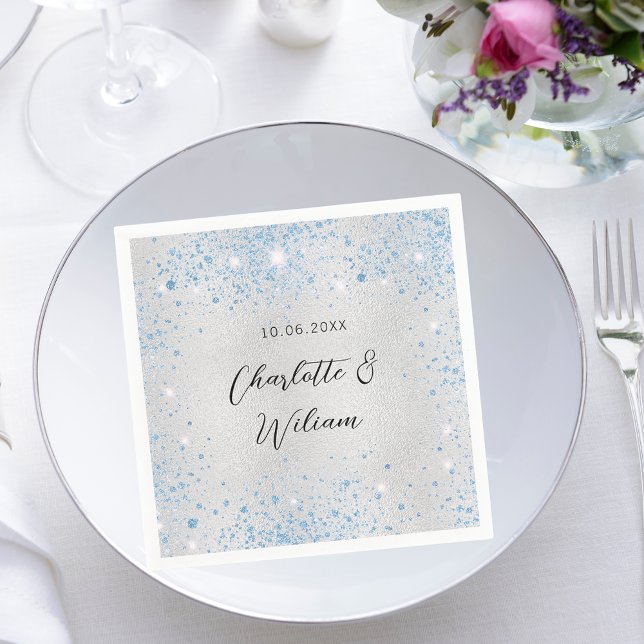Servilleta De Papel chispas azules de plata boda (Subido por el creador)