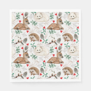 Servilleta De Papel Chistmas de Woodland Animales, tema de nieve de in