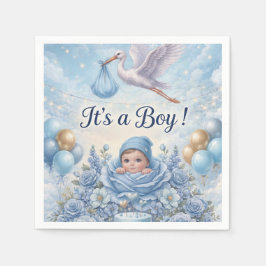 Servilleta De Papel Chistoso Es un Niño Cigüeña Baby Shower 