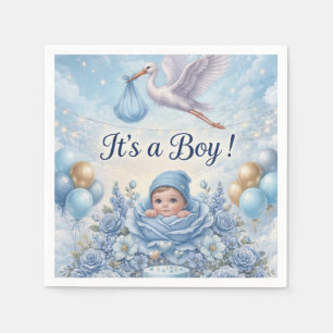 Servilleta De Papel Chistoso Es un Niño Cigüeña Baby Shower