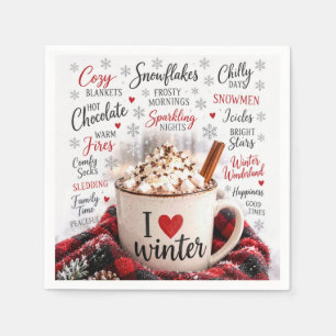Servilleta De Papel Chocolate Caliente de Invierno con Nube de Palabra