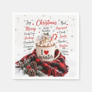 Servilleta De Papel Chocolate Caliente de Navidad con Nube de Palabras
