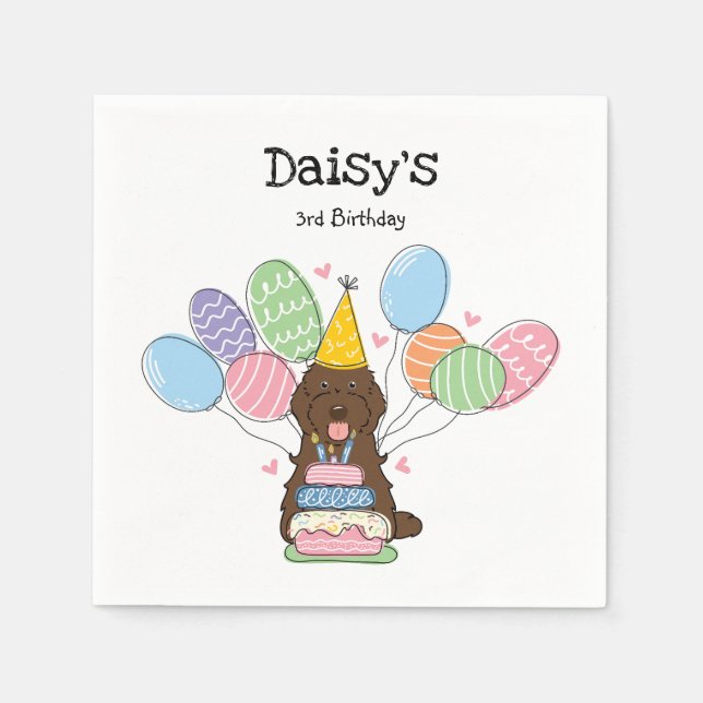 Servilleta De Papel Chocolate Cockapoo Cavapoo Papel de cumpleaños (Anverso)
