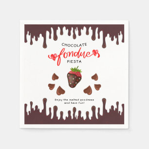 Servilleta De Papel Chocolate Fondue Fiesta Strawberry Hearts Cumpleañ