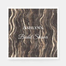 Servilleta De Papel Chocolate Gold Swirls Floral Bridal Shower