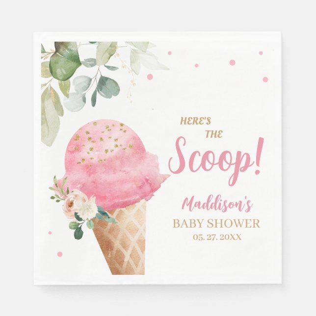 Servilleta De Papel Chocolate Helado Baby Shower  (Anverso)