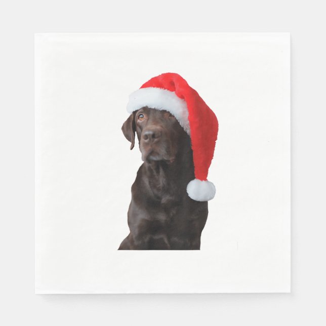 Servilleta De Papel Chocolate Lab Retrato de perro Santa Hat Cute Chri (Anverso)