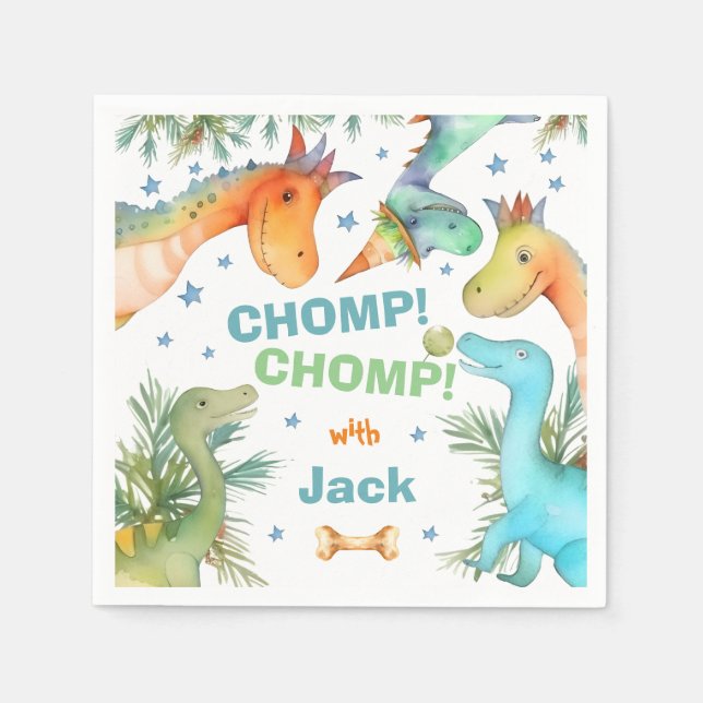 Servilleta De Papel ¡CHOMP personalizado! ¡CHOMP! Dinosaur Napkin (Anverso)