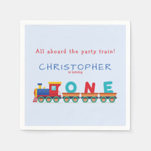 Servilleta De Papel Choo Choo Train Boys Fiesta Azul de primer cumplea
