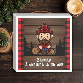 Servilleta De Papel ¡Chop Chop! Rustic Lumberjack Flannel Baby Shower